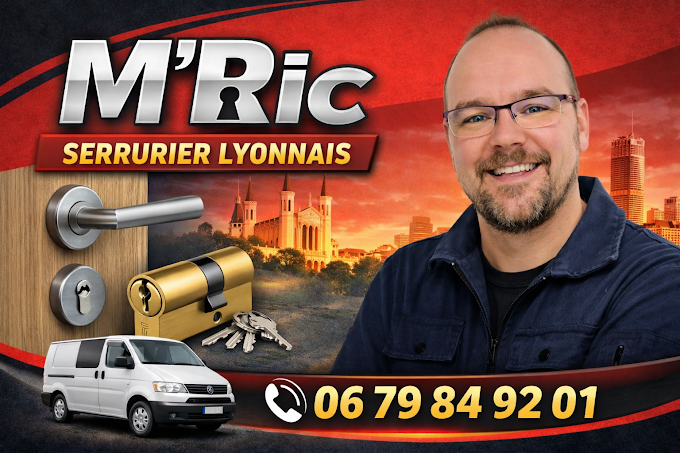 M'Ric Artisan Serrurier devant sa camionnette à Lyon